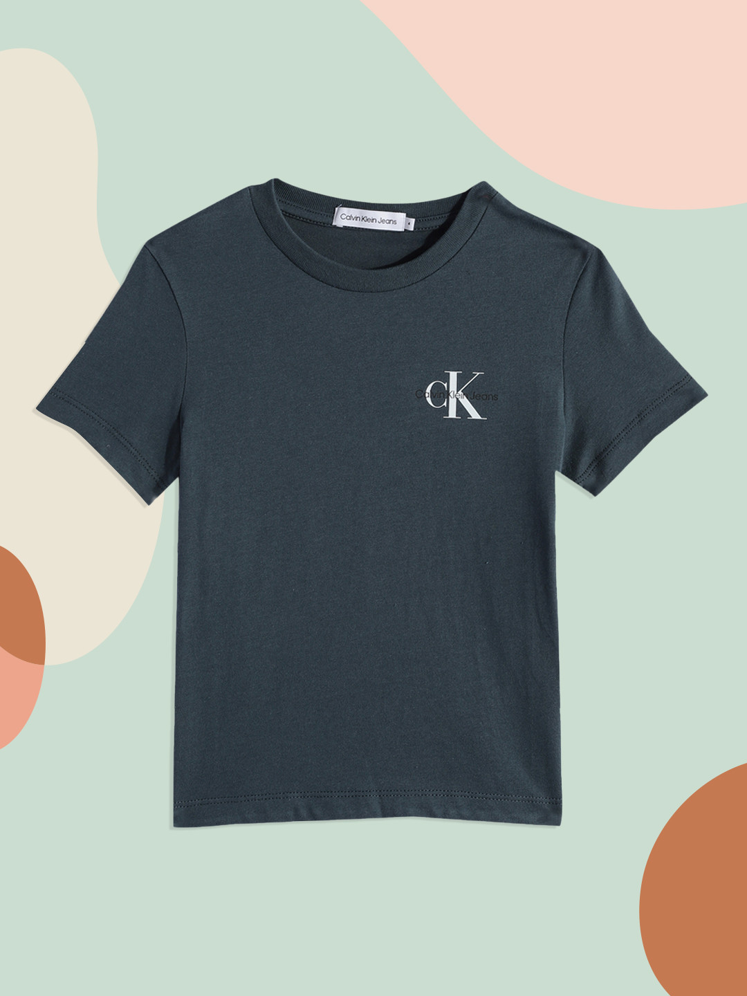 

Calvin Klein Jeans Boys Teal Blue Solid Pure Cotton T-shirt