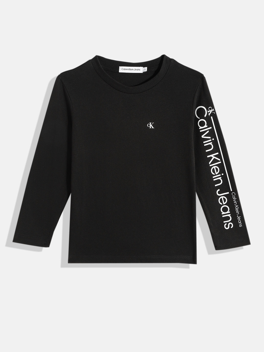 

Calvin Klein Jeans Boys Black Brand Logo Printed Organic Cotton T-shirt