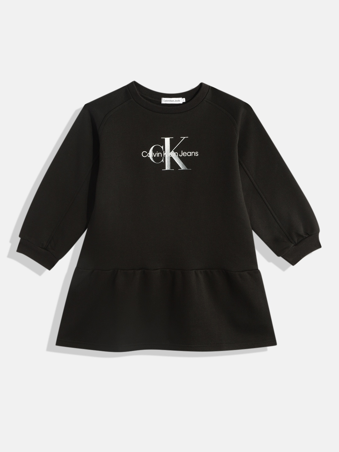 

Calvin Klein Jeans Girls Brand Logo Printed Drop-Waist Dress, Black
