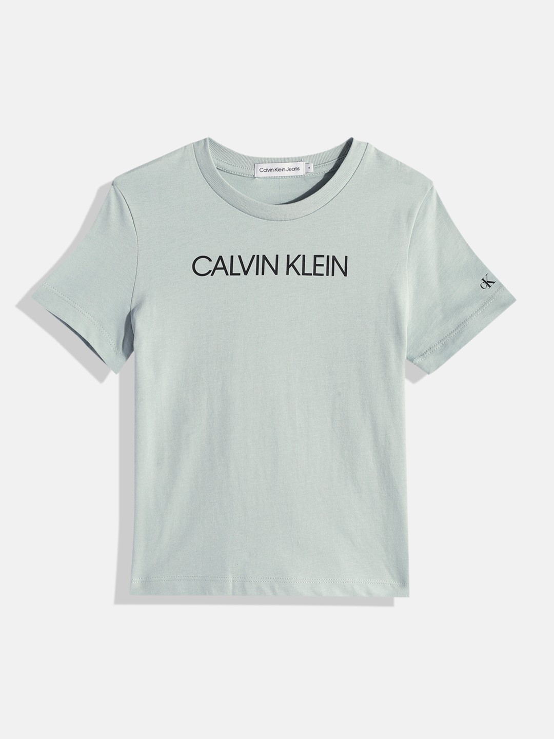 

Calvin Klein Jeans Boys Blue Brand Logo Printed Pure Cotton T-shirt