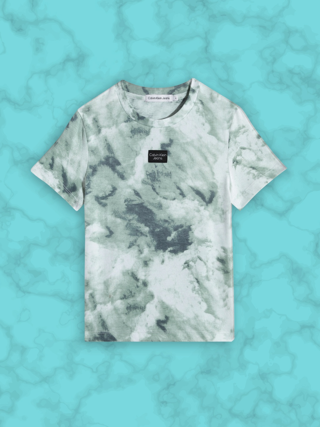

Calvin Klein Jeans Boys Sage Green & White Tie and Dyed Pure Cotton T-shirt
