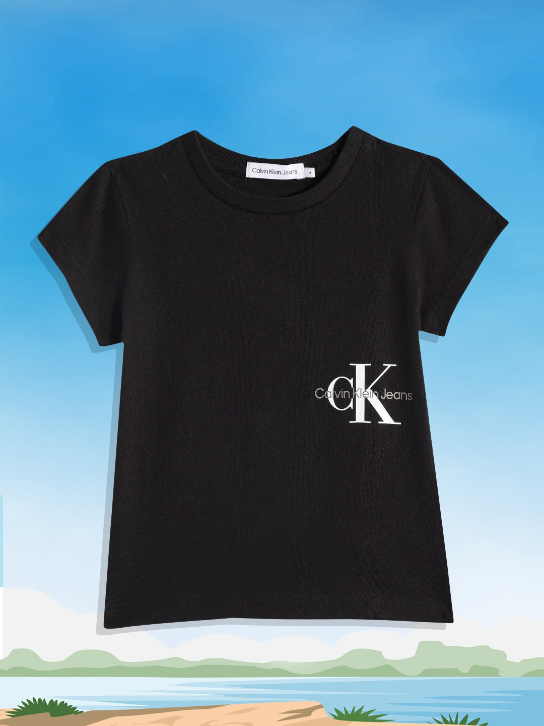 

Calvin Klein Jeans Girls Black Brand Logo Printed Organic Cotton T-shirt