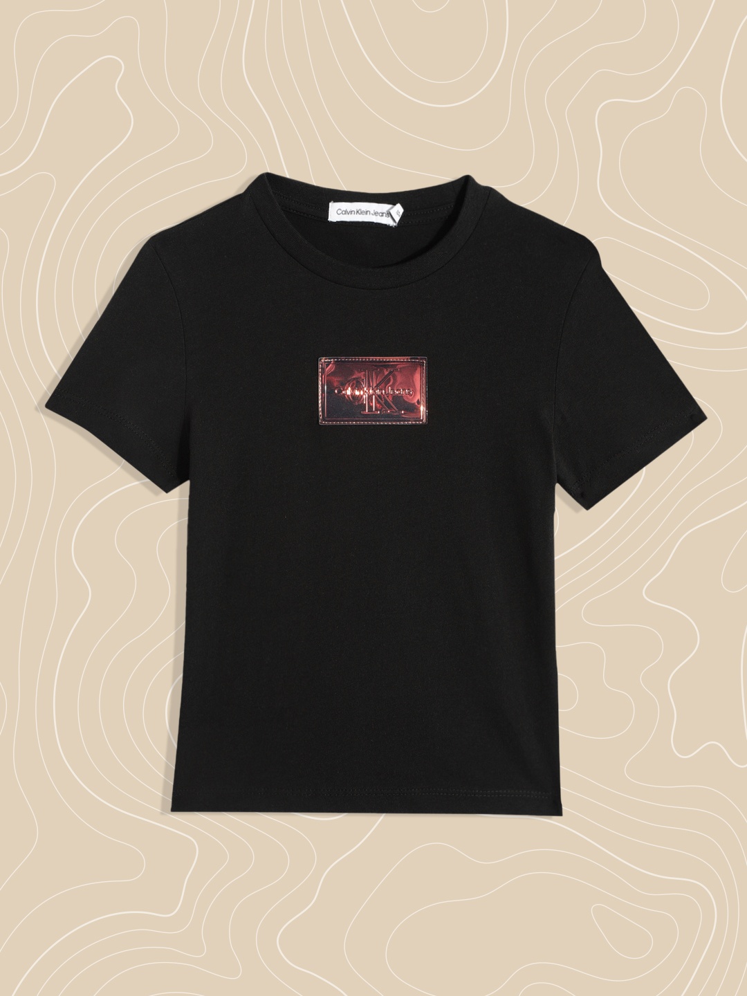 

Calvin Klein Jeans Boys Black Iridescent Brand Logo Organic Cotton T-shirt