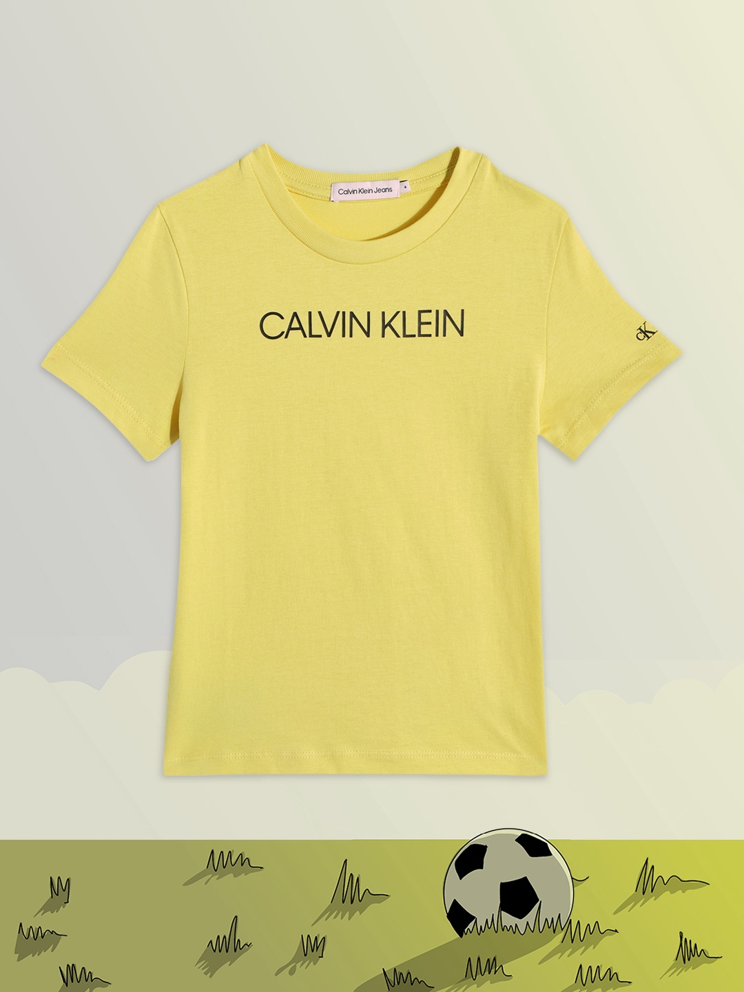 

Calvin Klein Jeans Boys Yellow Printed Organic Cotton T-shirt