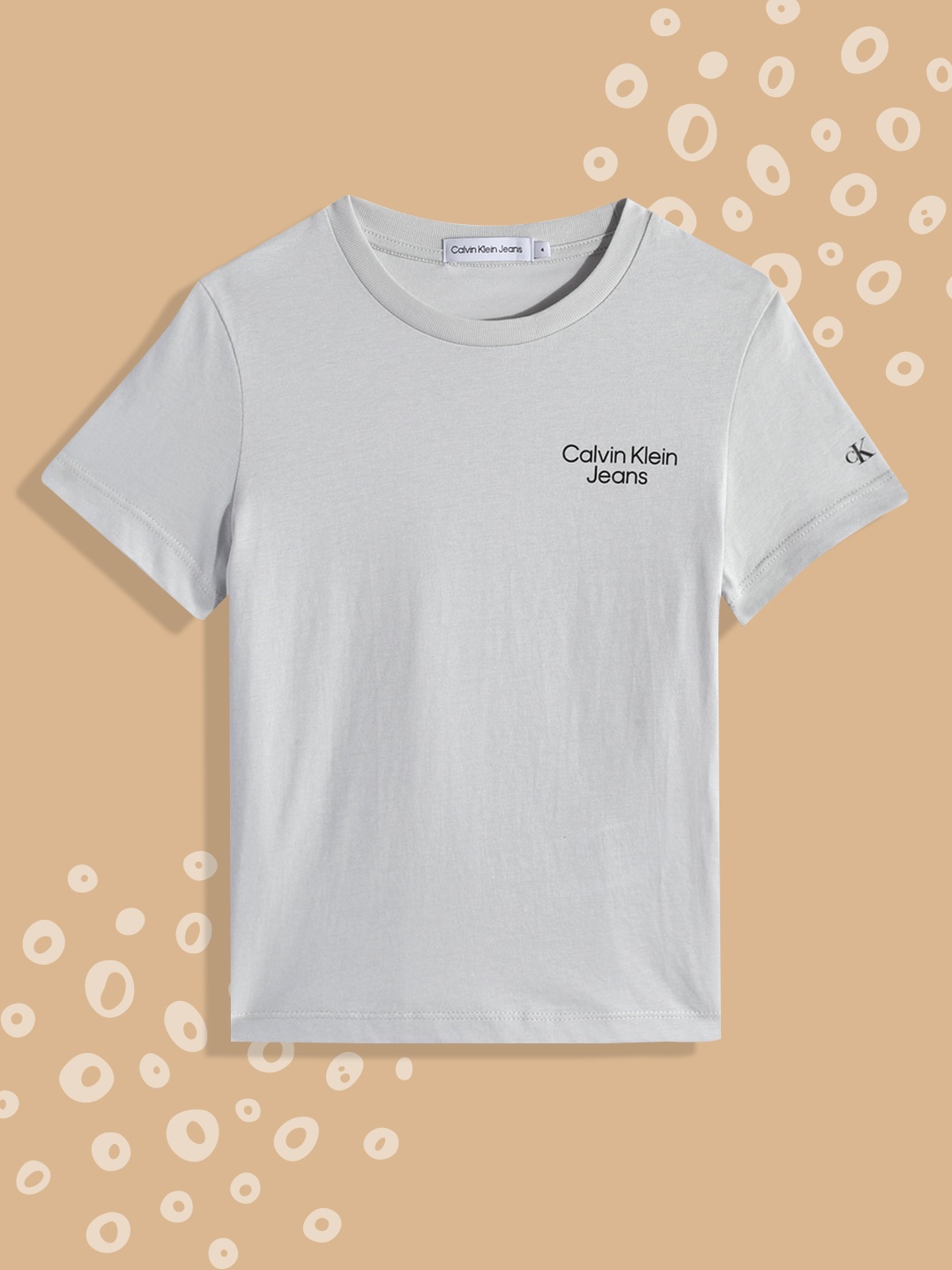 

Calvin Klein Jeans Boys Grey Brand Logo Placement Print Round Neck Organic Cotton T-shirt