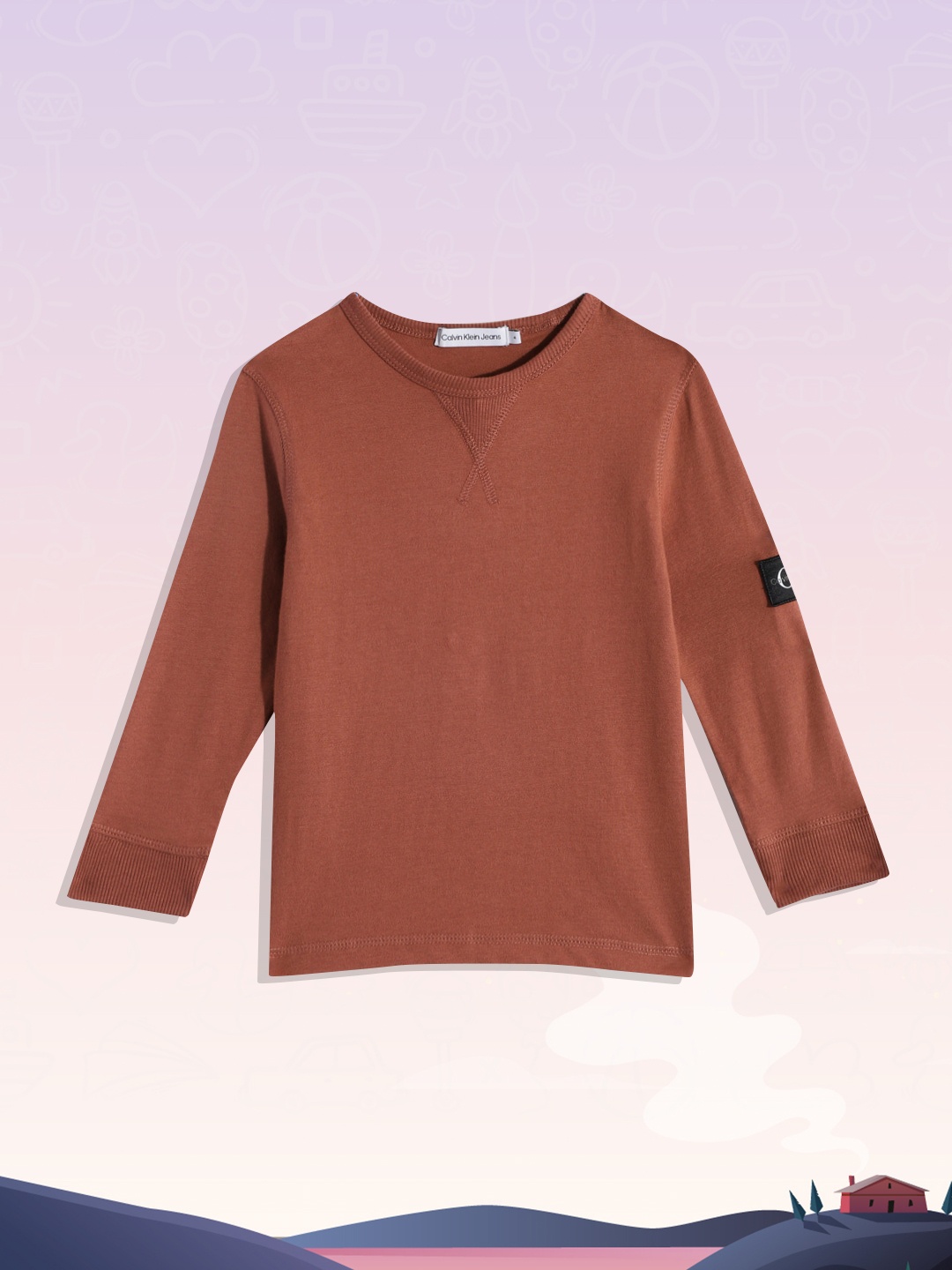 

Calvin Klein Jeans Boys Rust Orange Solid Pure Cotton T-shirt