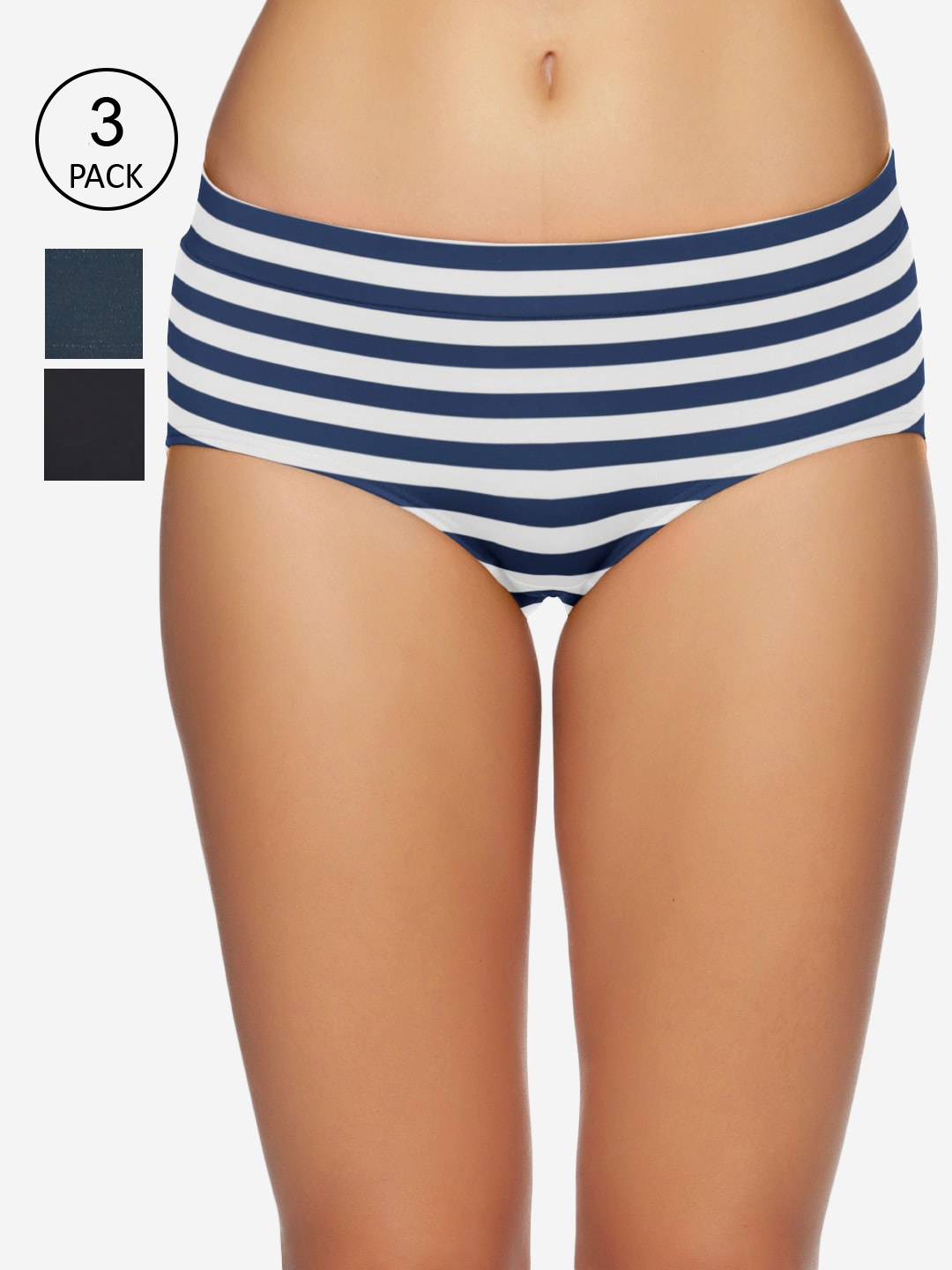 

Tailor & Circus Women Pack of 3 Solid Hipster Briefs, Blue