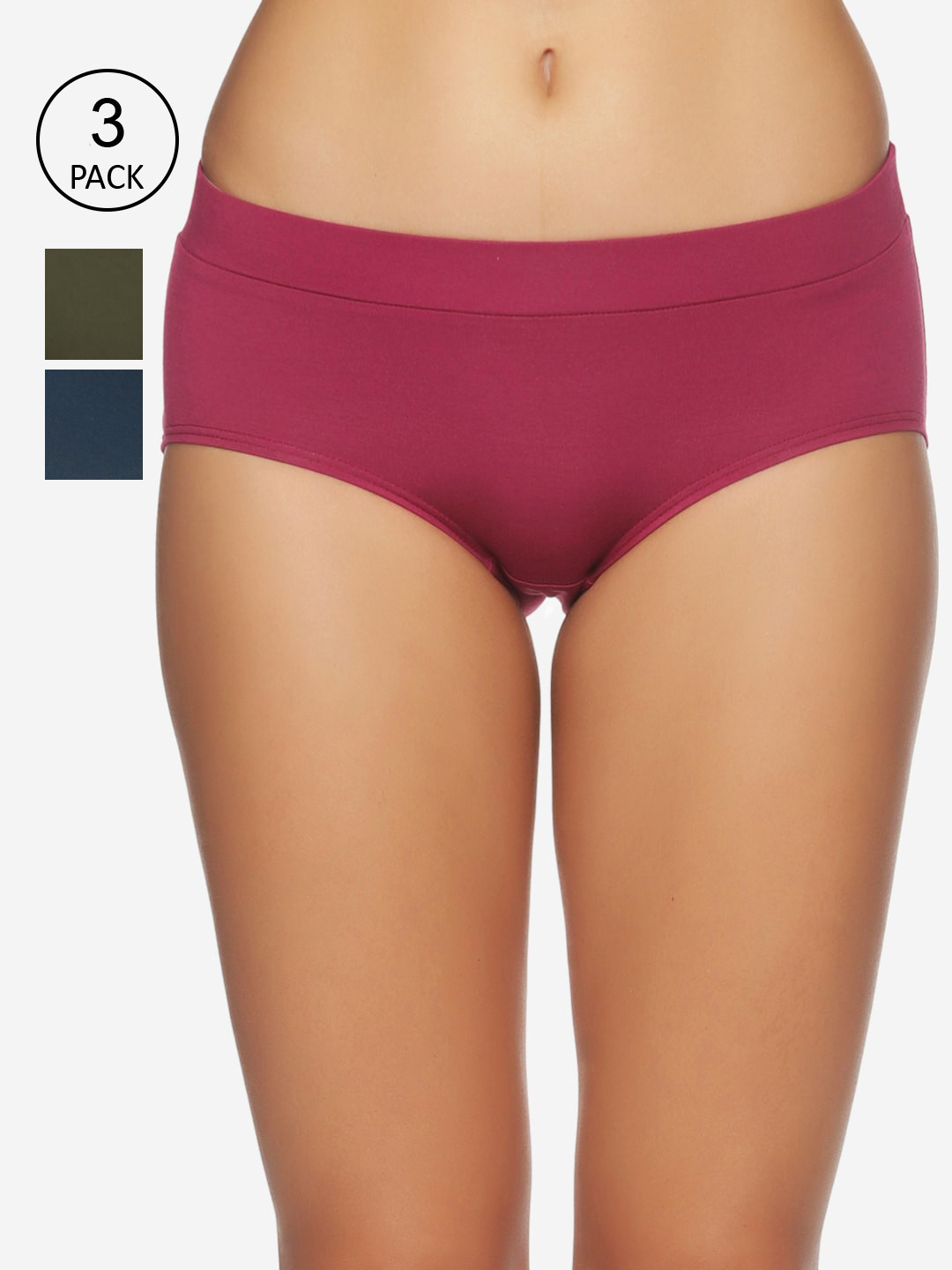 

Tailor & Circus Pack of 3 Solid Hipster Briefs IEHB_3PK_WP_MG_BC, Olive