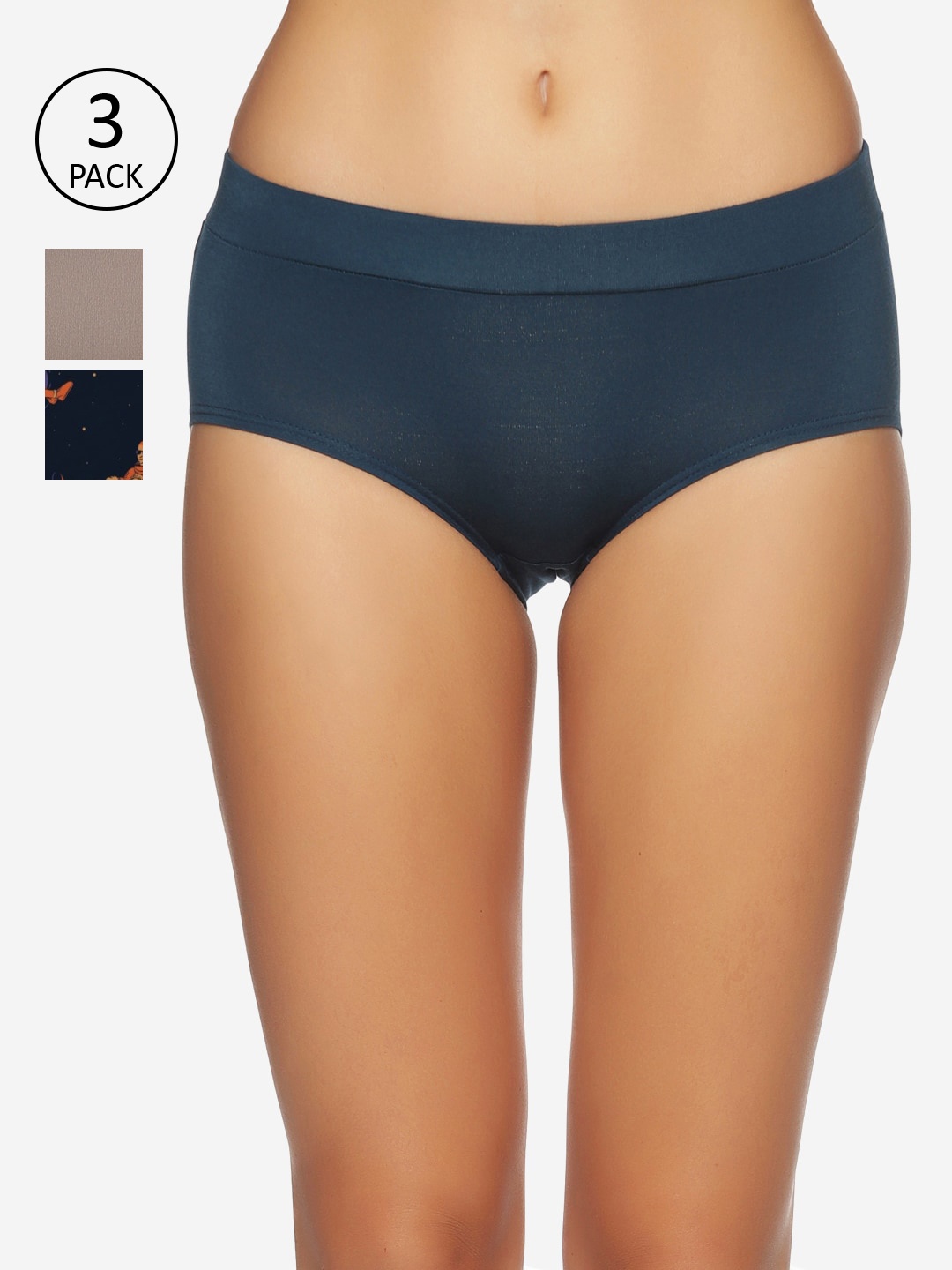 

Tailor & Circus Pack of 3 Grey & Blue Anti-Bacterial Hipster Briefs