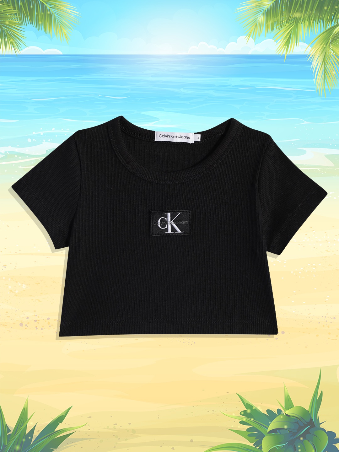 

Calvin Klein Jeans Girls Black Self Striped T-shirt