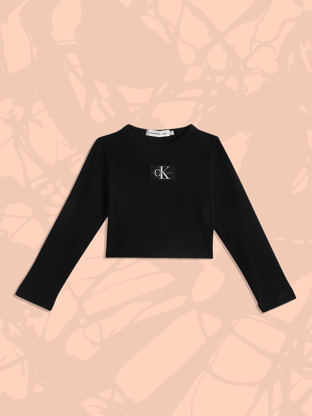 

Calvin Klein Jeans Girls Black Self Striped Crop T-shirt