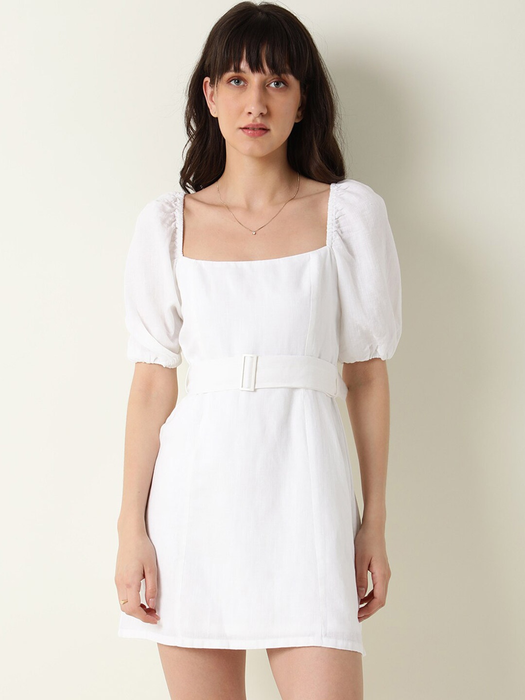 

RAREISM White A-Line Mini Dress