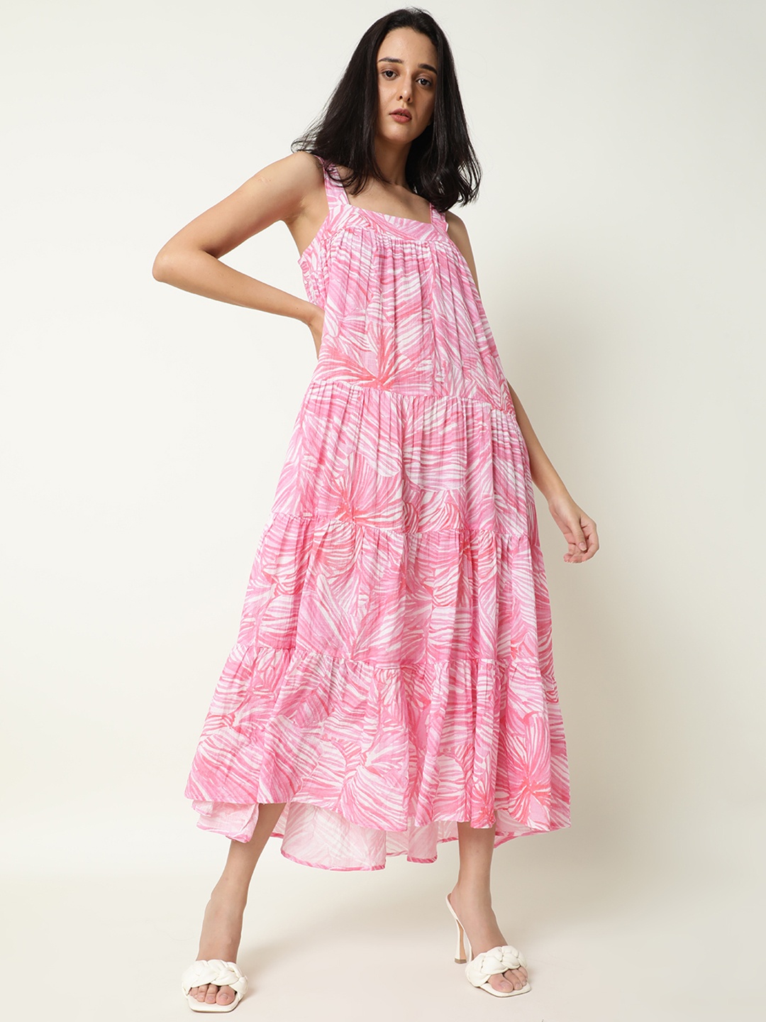 

RAREISM Pink Tie and Dye Dyed A-Line Midi Dress