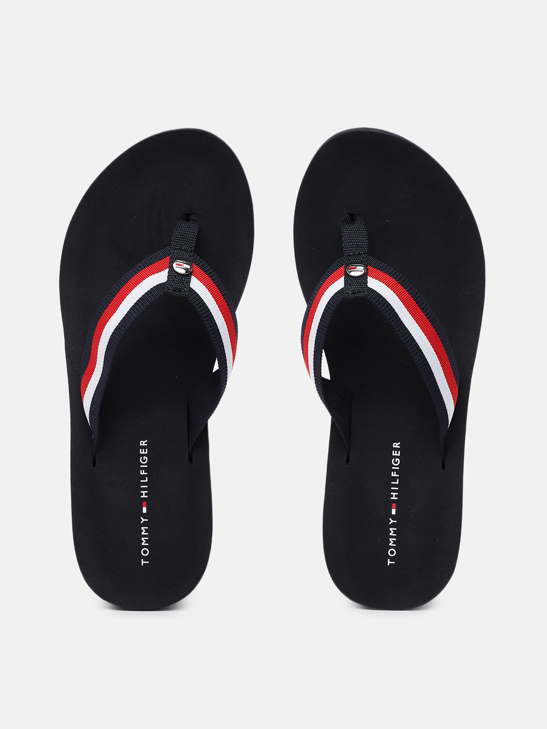 

Tommy Hilfiger Women Navy Blue & Red Striped Thong Flip-Flops