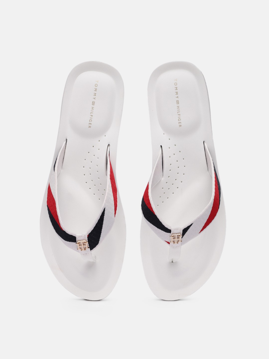 

Tommy Hilfiger Women White & Navy Blue Thong Flip-Flops