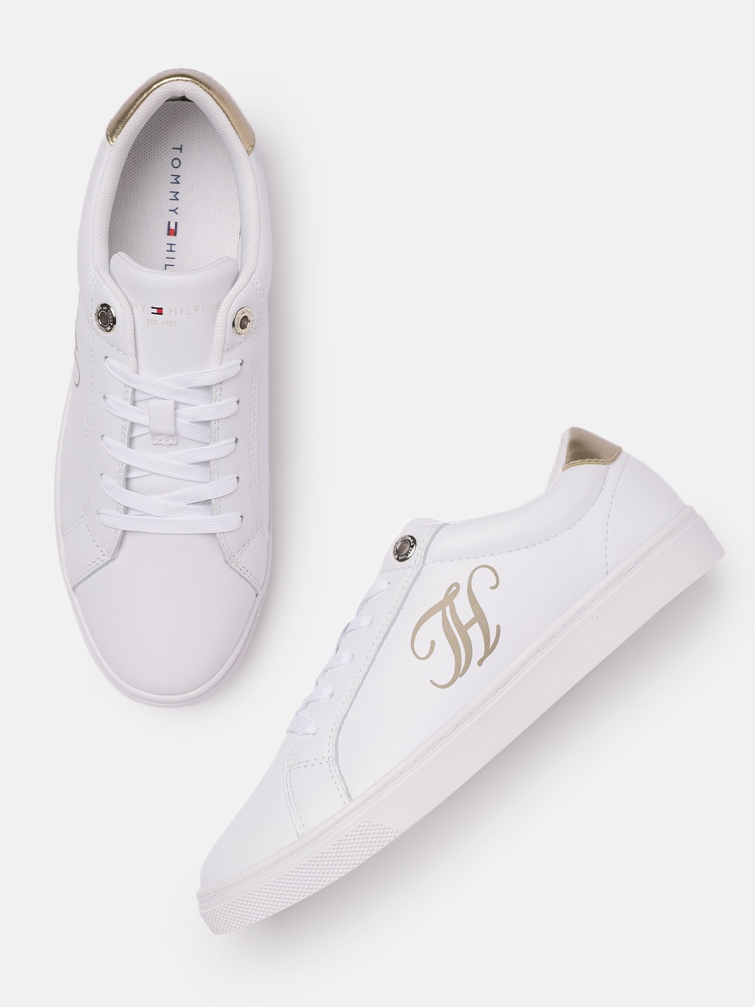 

Tommy Hilfiger Women White Leather Sneakers