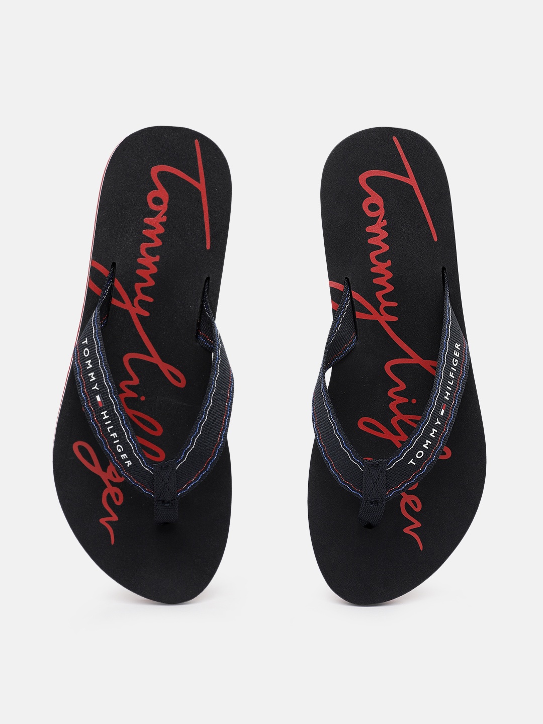 

Tommy Hilfiger Women Navy Blue & Red Brand Logo Printed Thong Flip-Flops