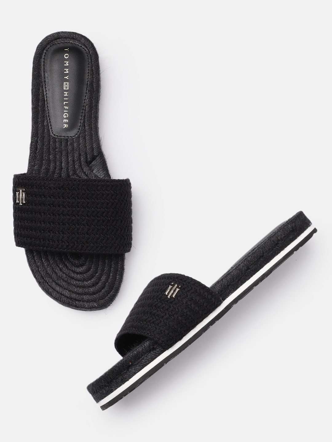 

Tommy Hilfiger Women Black Solid Open Toe Flats