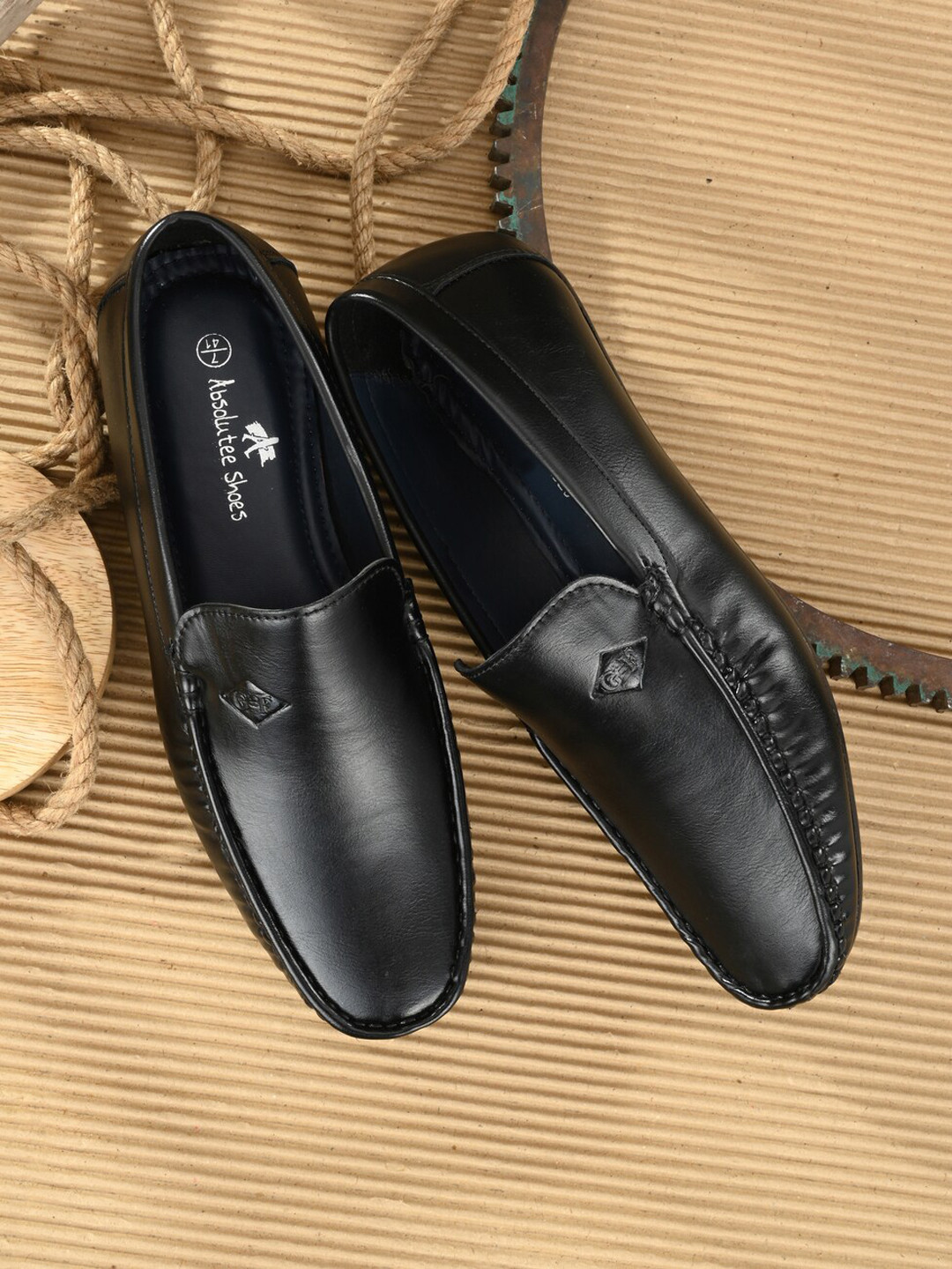 

Absolutee Shoes Men Black Textured Slip-On Sneakers