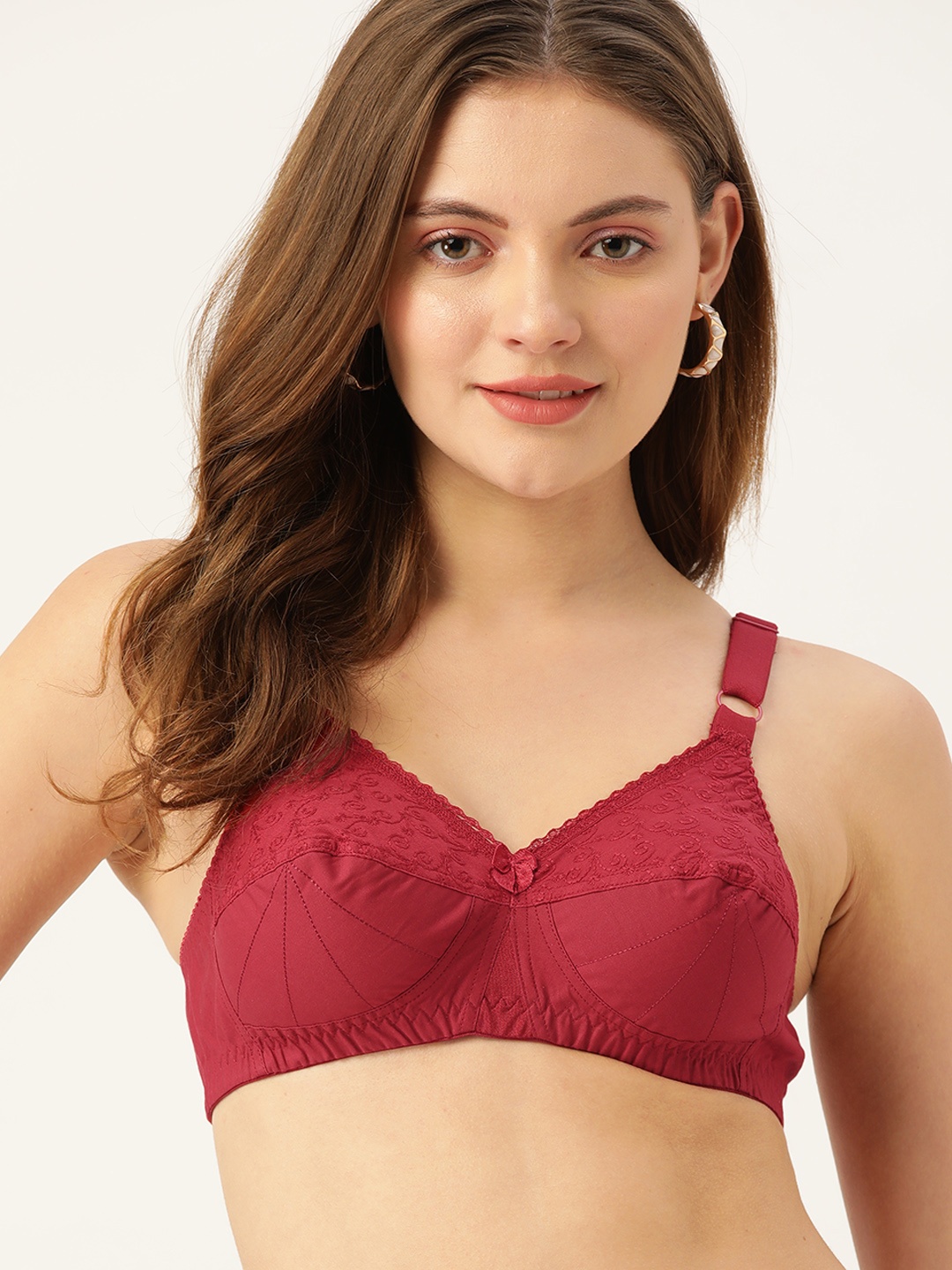 

DressBerry Maroon Floral Embroidered Bra