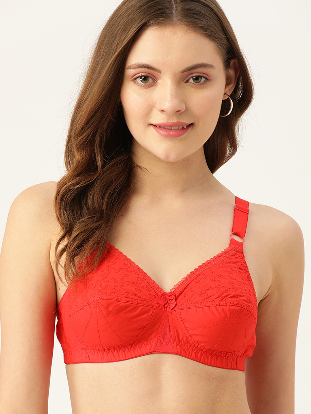

DressBerry Red Floral Embroidered Bra