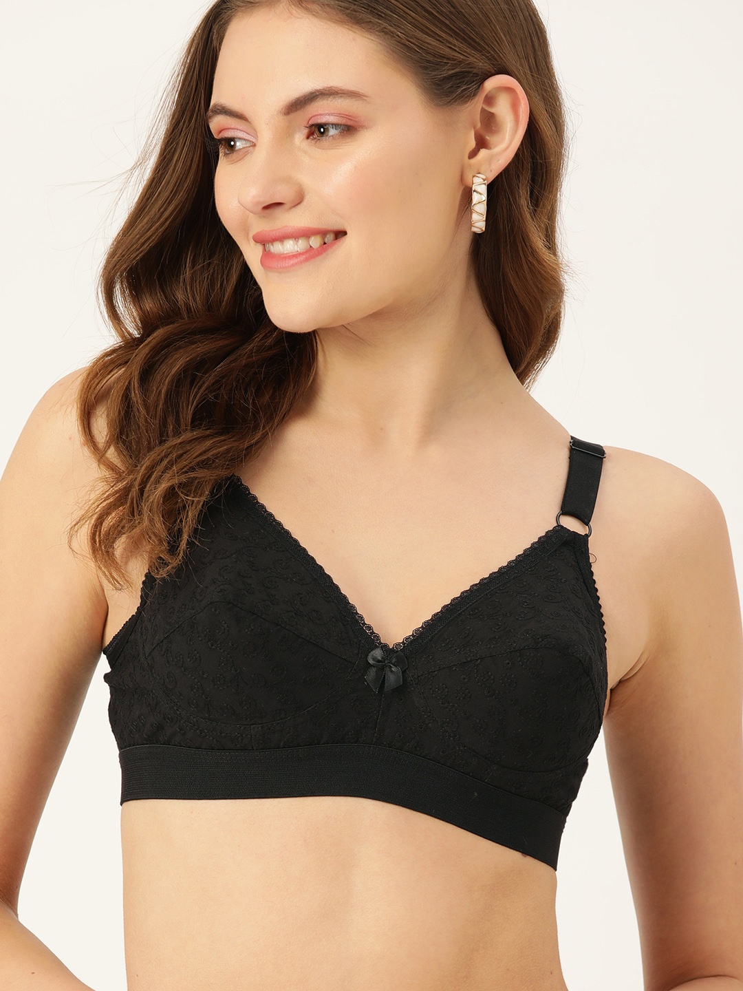 

DressBerry Black Floral Embroidered Bra