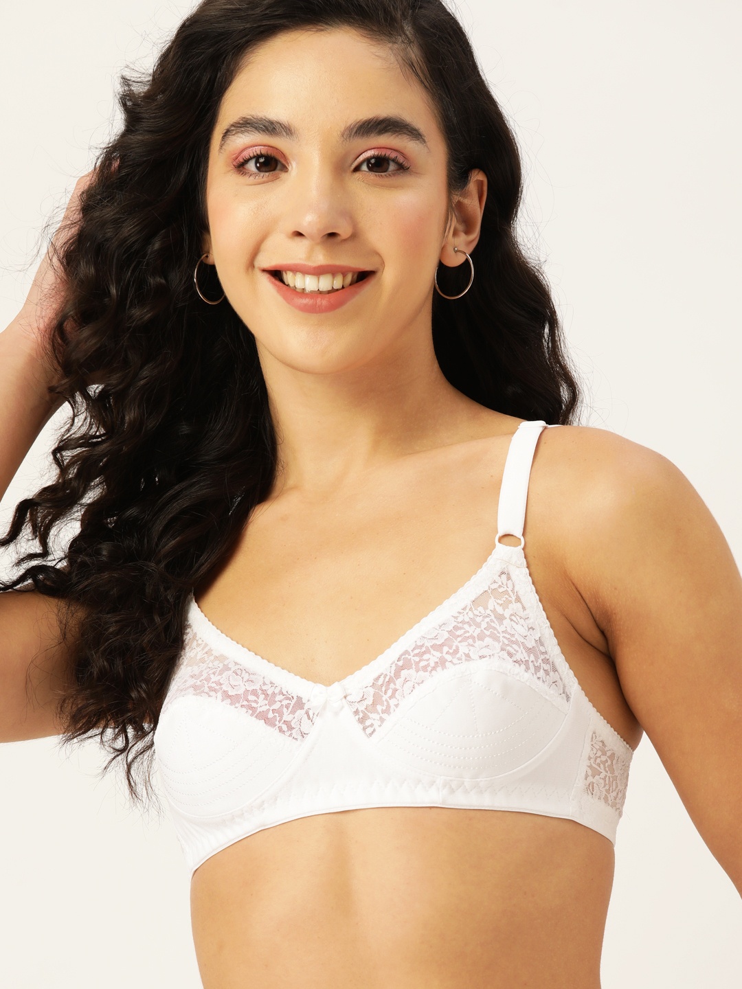 

DressBerry White Floral Lace Bra