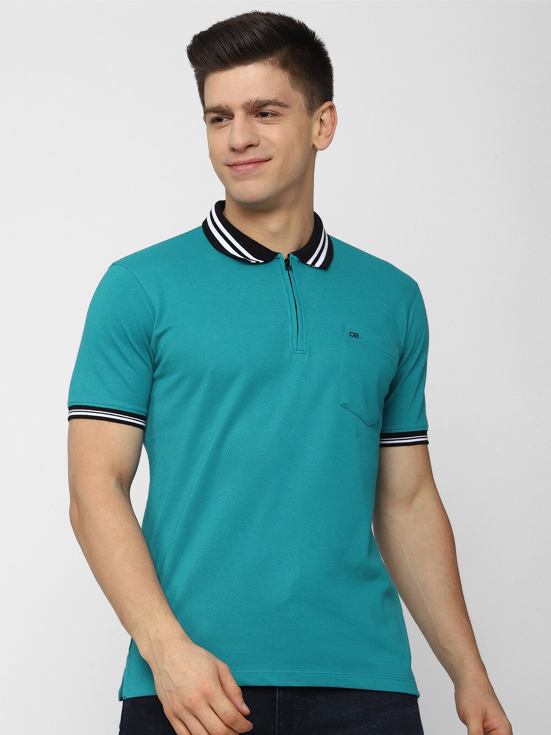 

Peter England Casuals Men Blue Polo Collar T-shirt