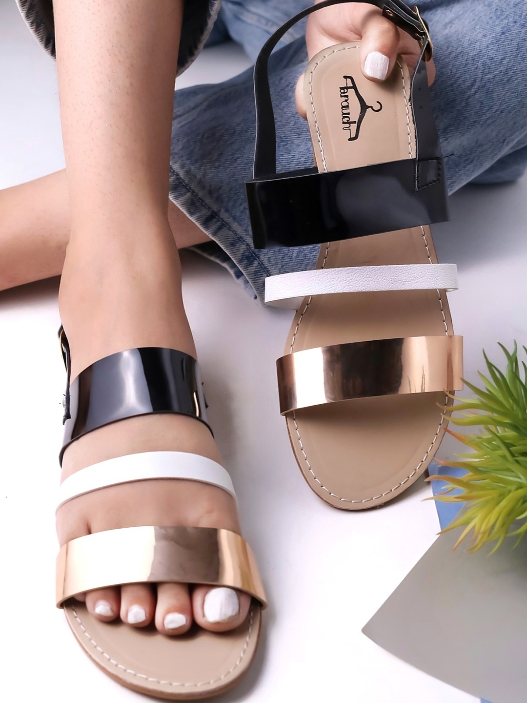 

Brauch Women Black Open Toe Flats