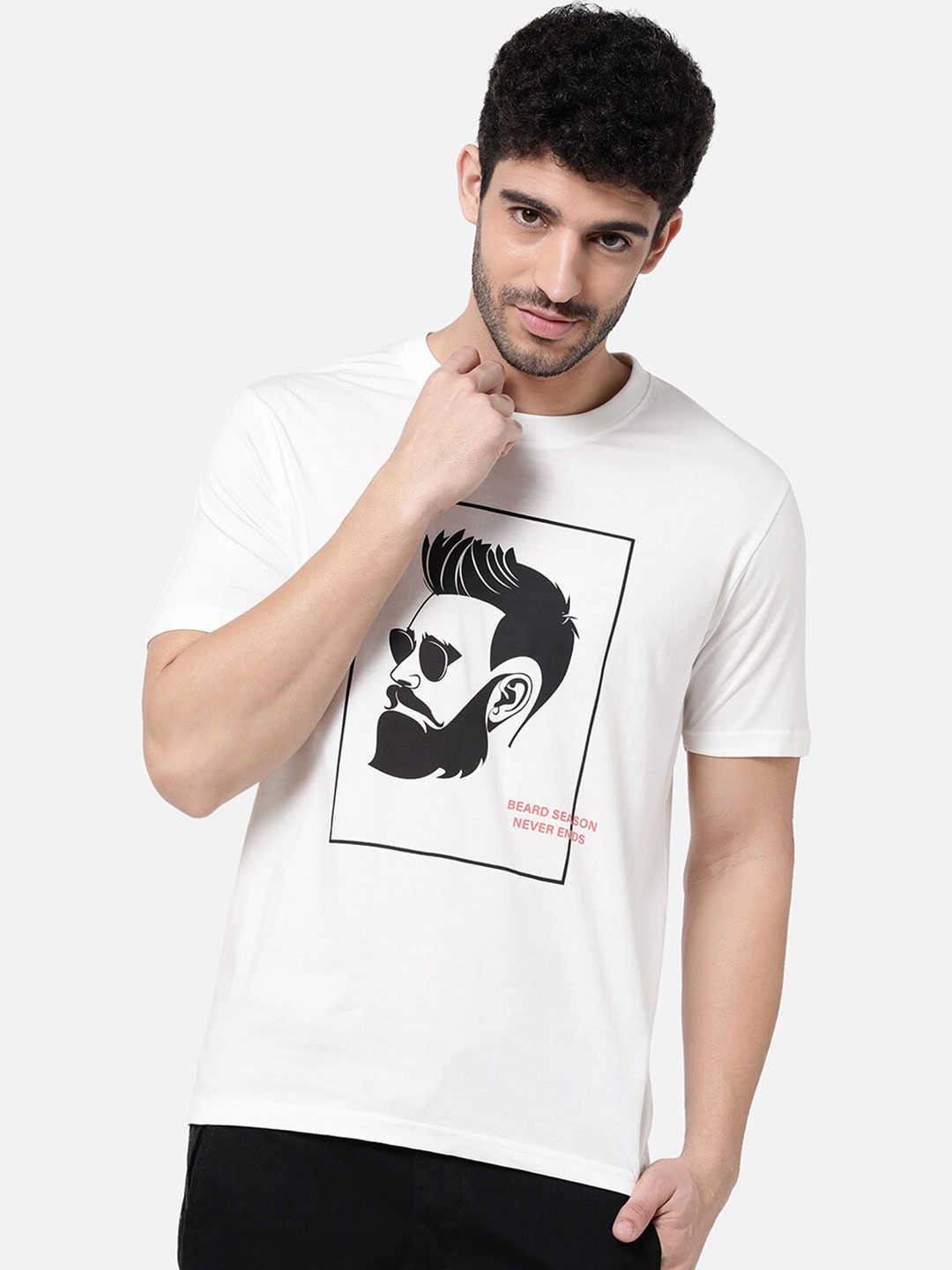 

R&B Men White V-Neck Slim Fit T-shirt