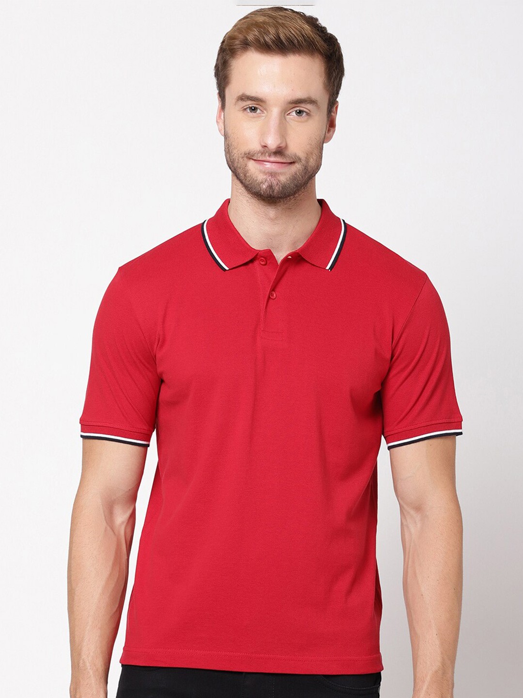 

R&B Men Red Polo Collar T-shirt