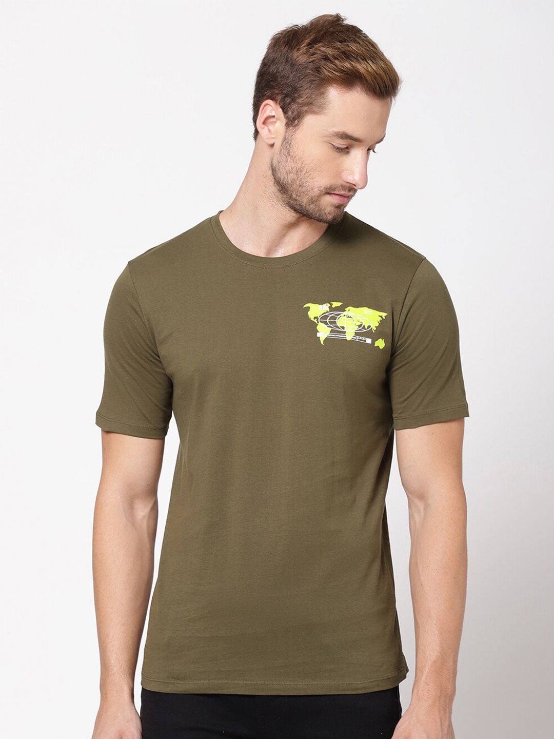 

R&B Men Olive Green T-shirt