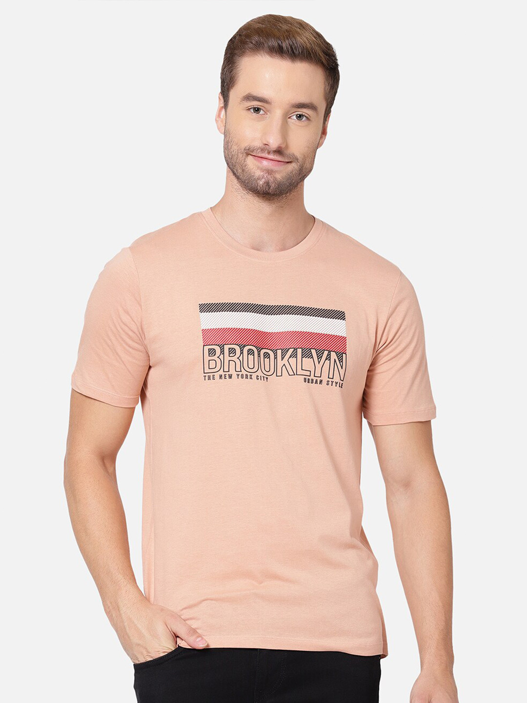 

R&B Men Pink V-Neck T-shirt