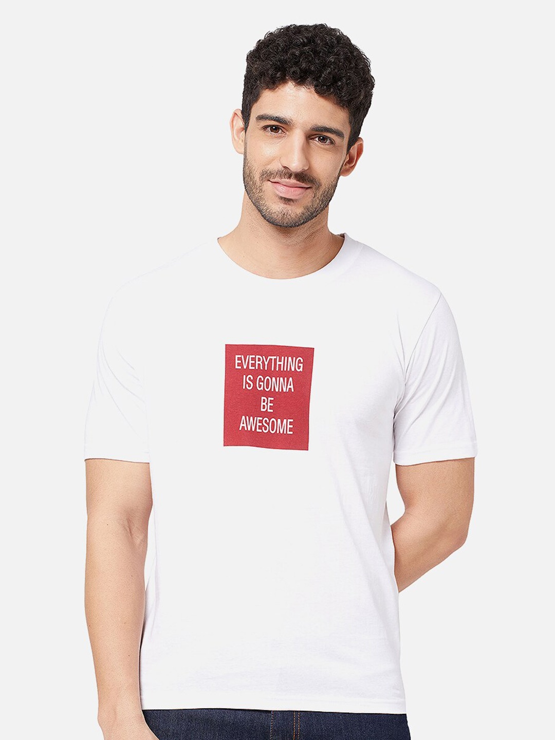 

R&B Men White Slim Fit T-shirt