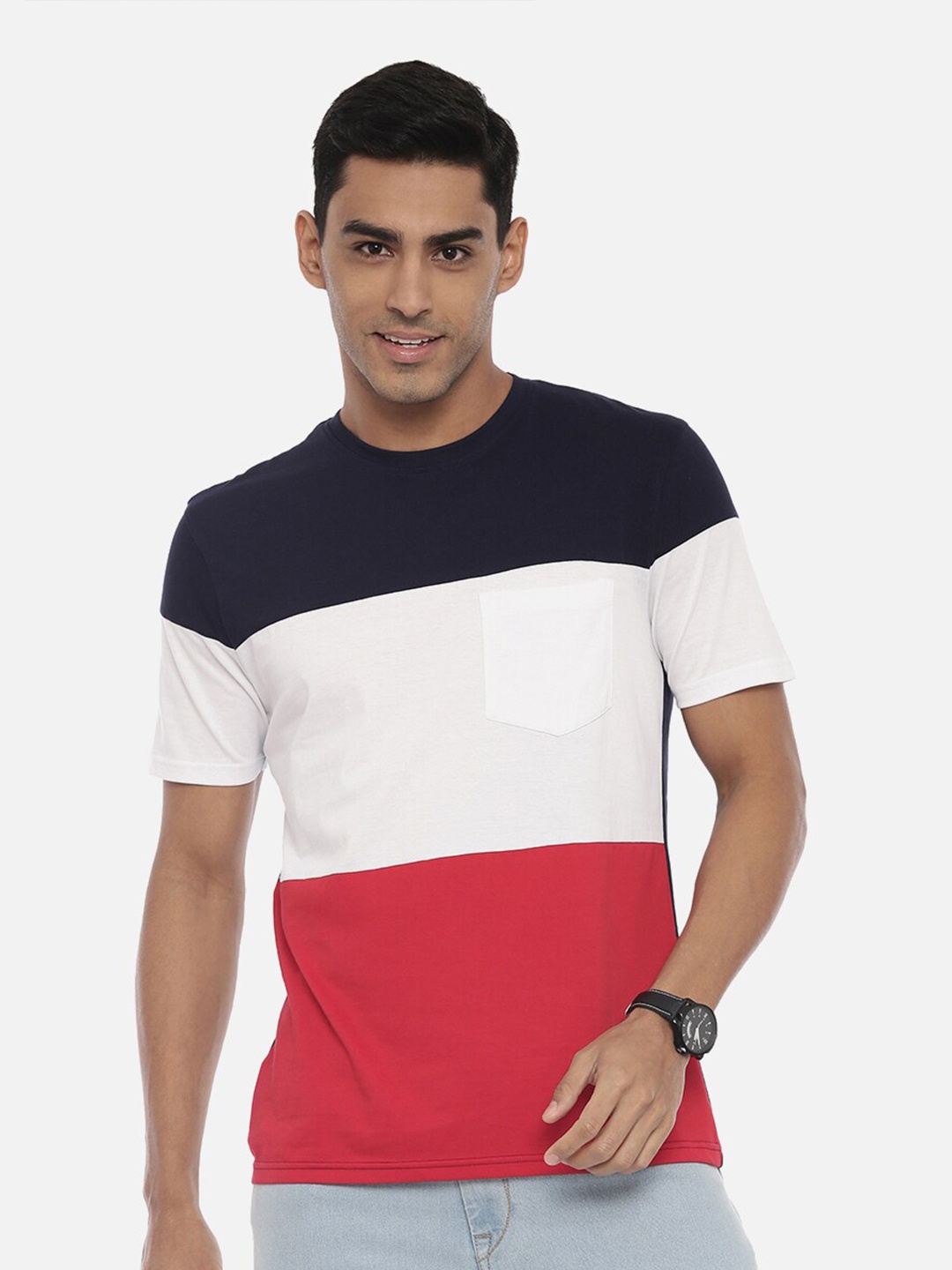 

R&B Men Red Polo Collar Slim Fit T-shirt