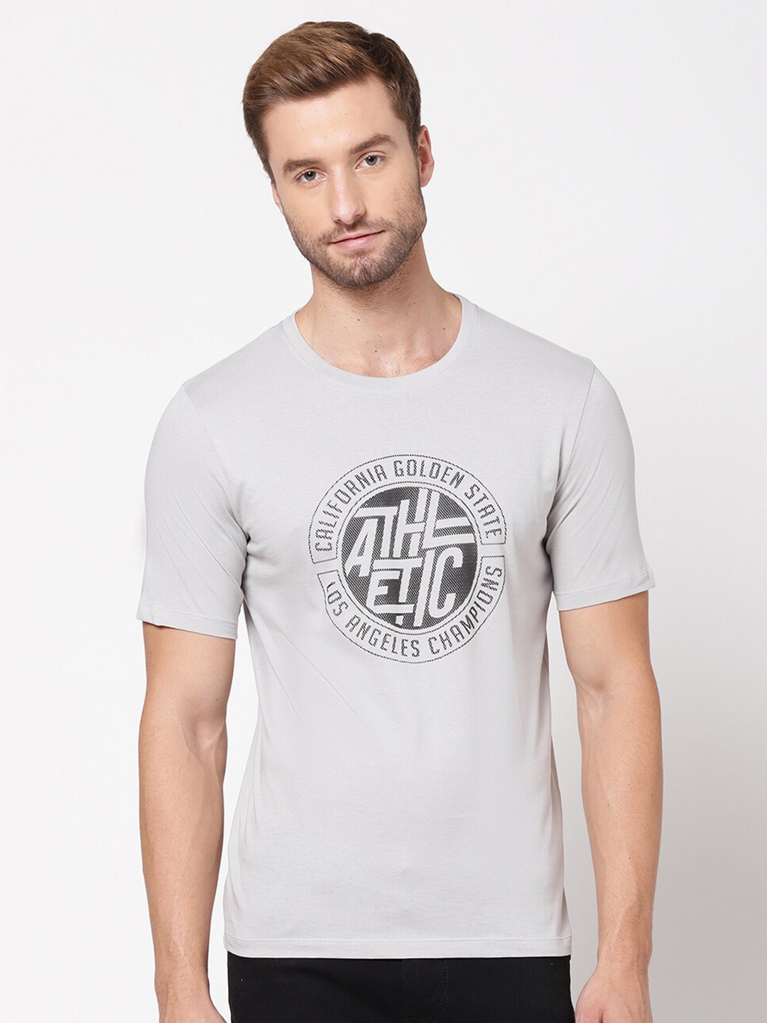 

R&B Men Grey Typography Printed T-shirt