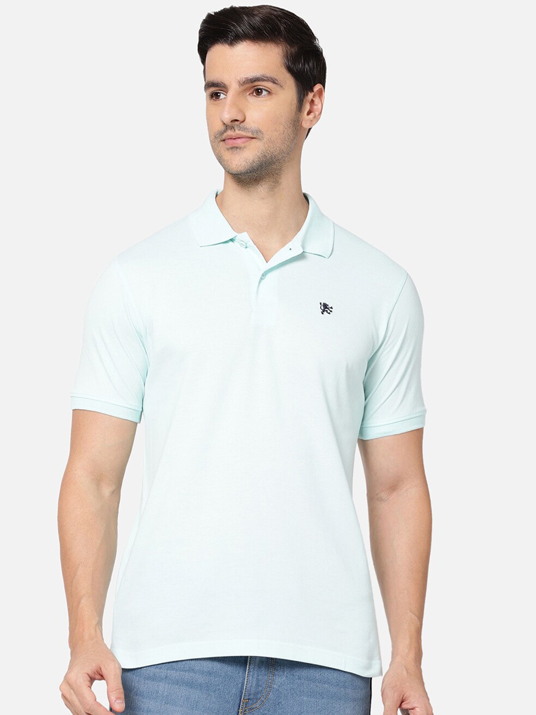 

R&B Men Green Polo Collar T-shirt