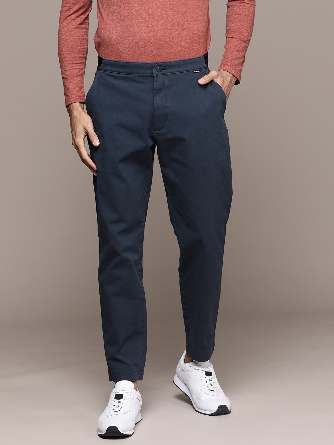 

Calvin Klein Jeans Men Navy Blue Solid Modern Twill Trousers
