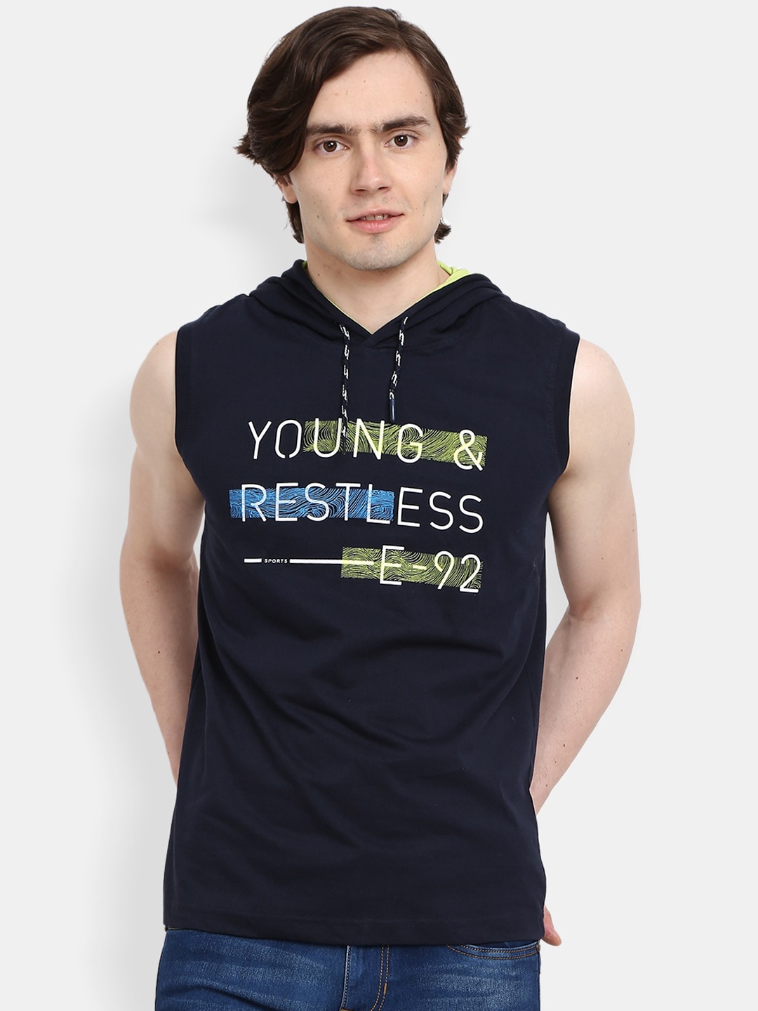 

V-Mart Men Navy Blue & Green Printed Cotton Innerwear Vest