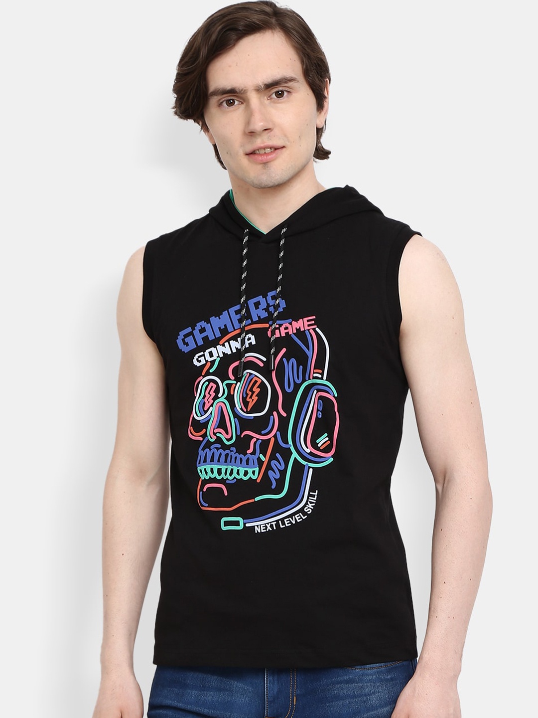 

V-Mart Men Black Printed Cotton Innerwear Vests