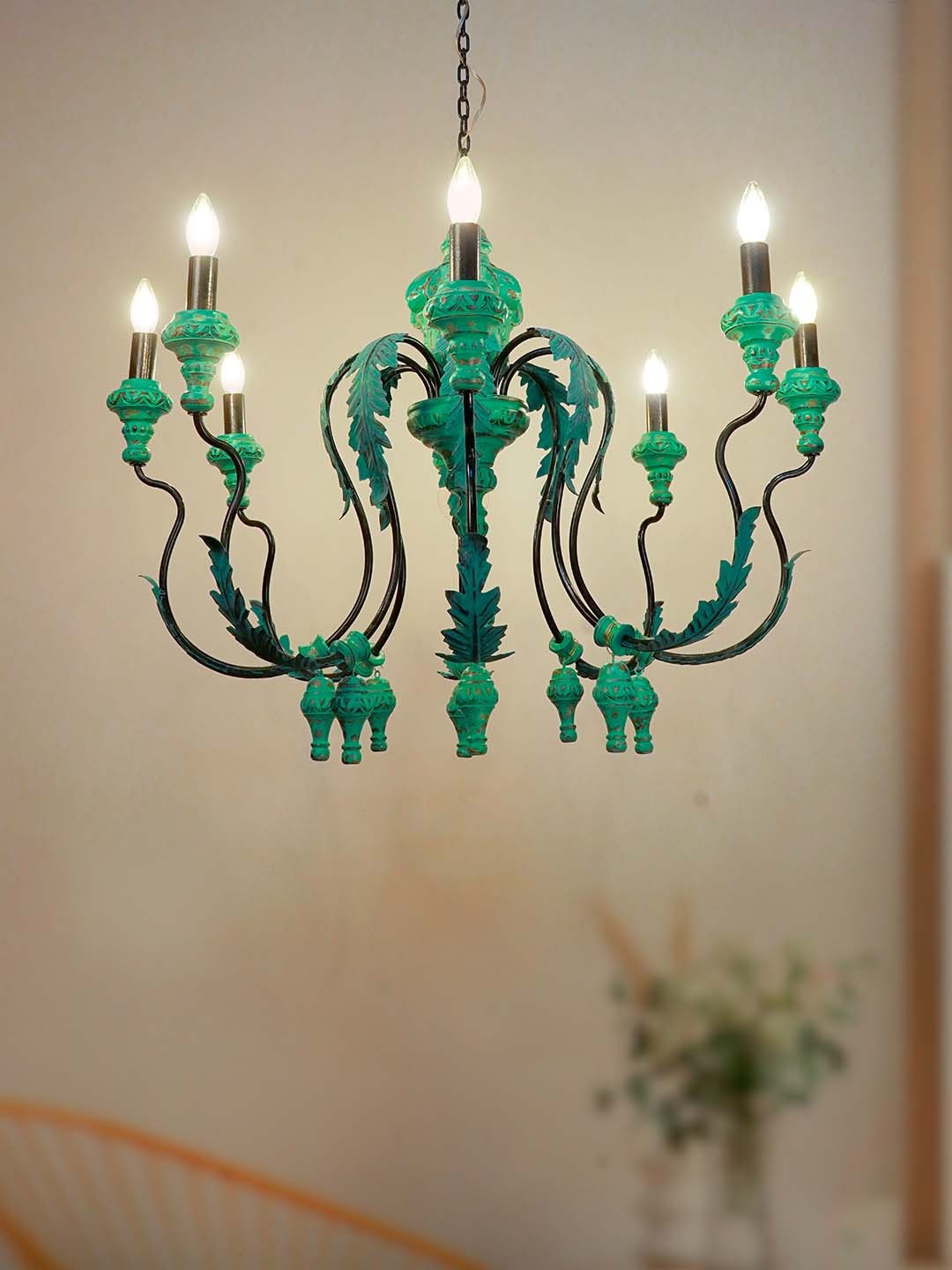 

Fos Lighting Green Solid Wood Chandelier Ceiling Lamps