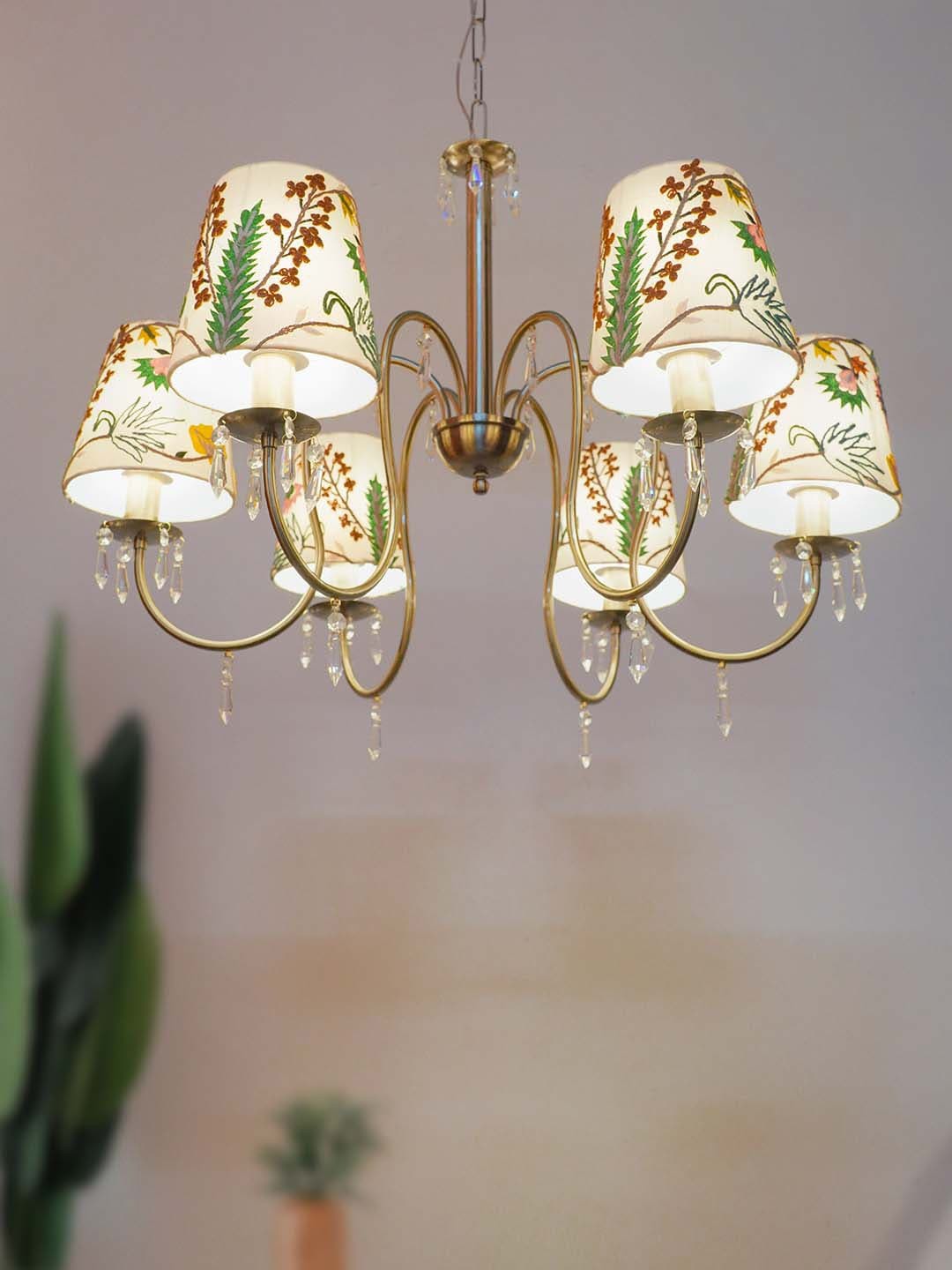 

Fos Lighting White & Blue 6-Light Printed Chandelier, Multi