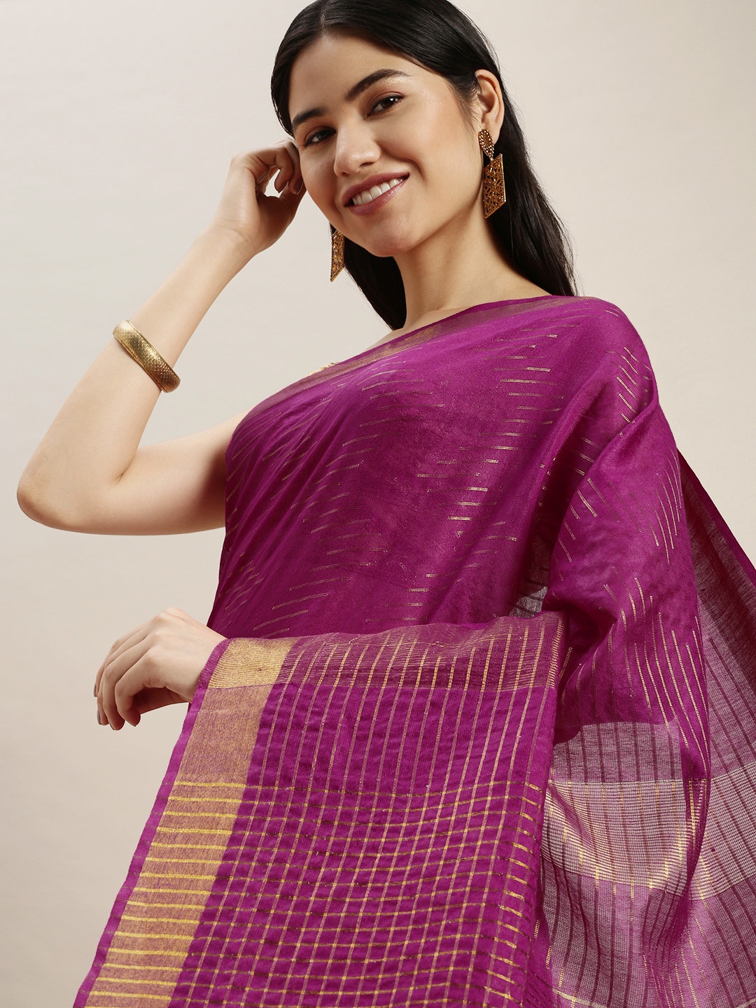 

swatika Purple Woven Design Bhagalpuri Saree with Unstitched Blouse Piece