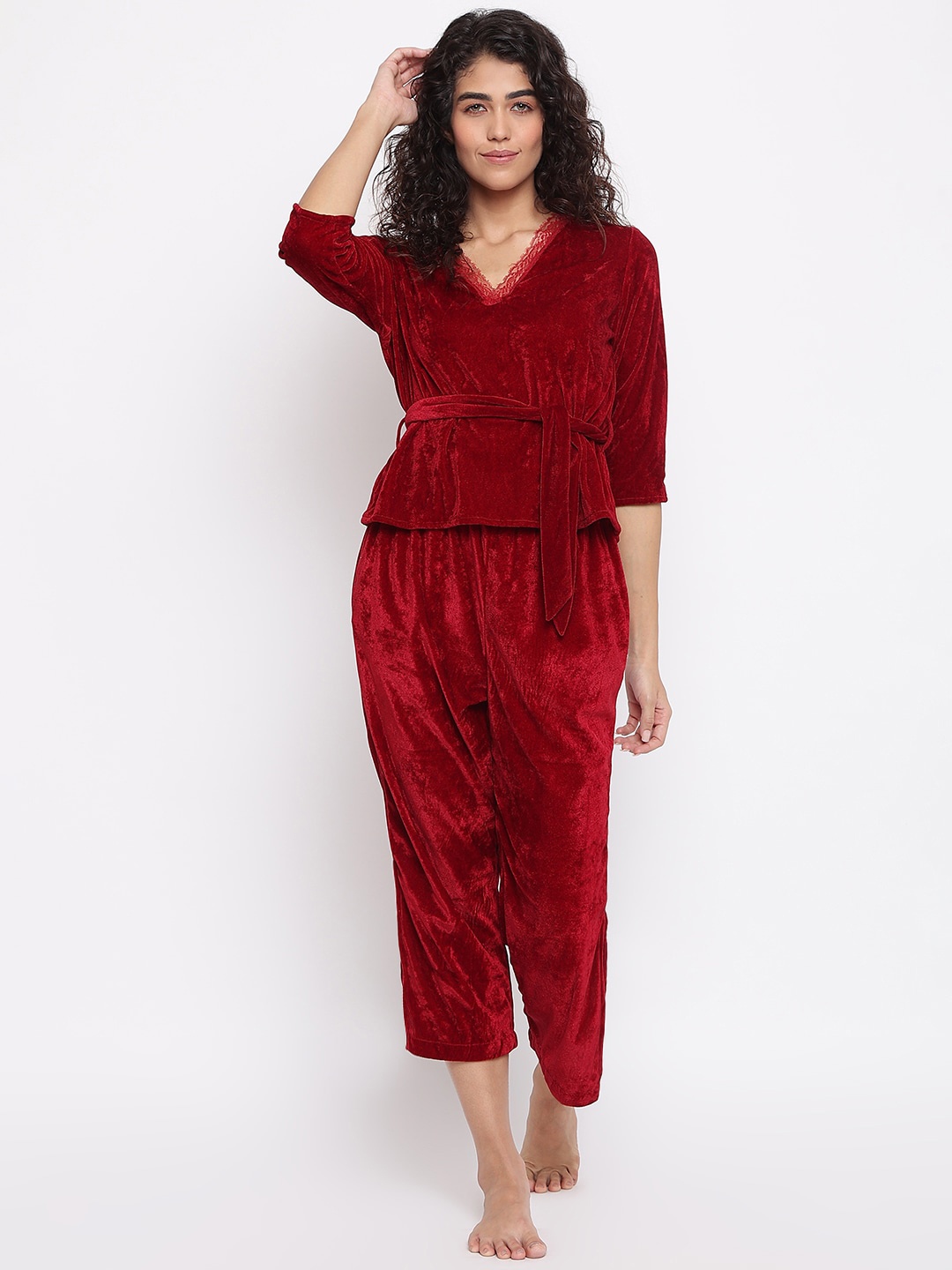 

DECOREALM Women Red Night suit