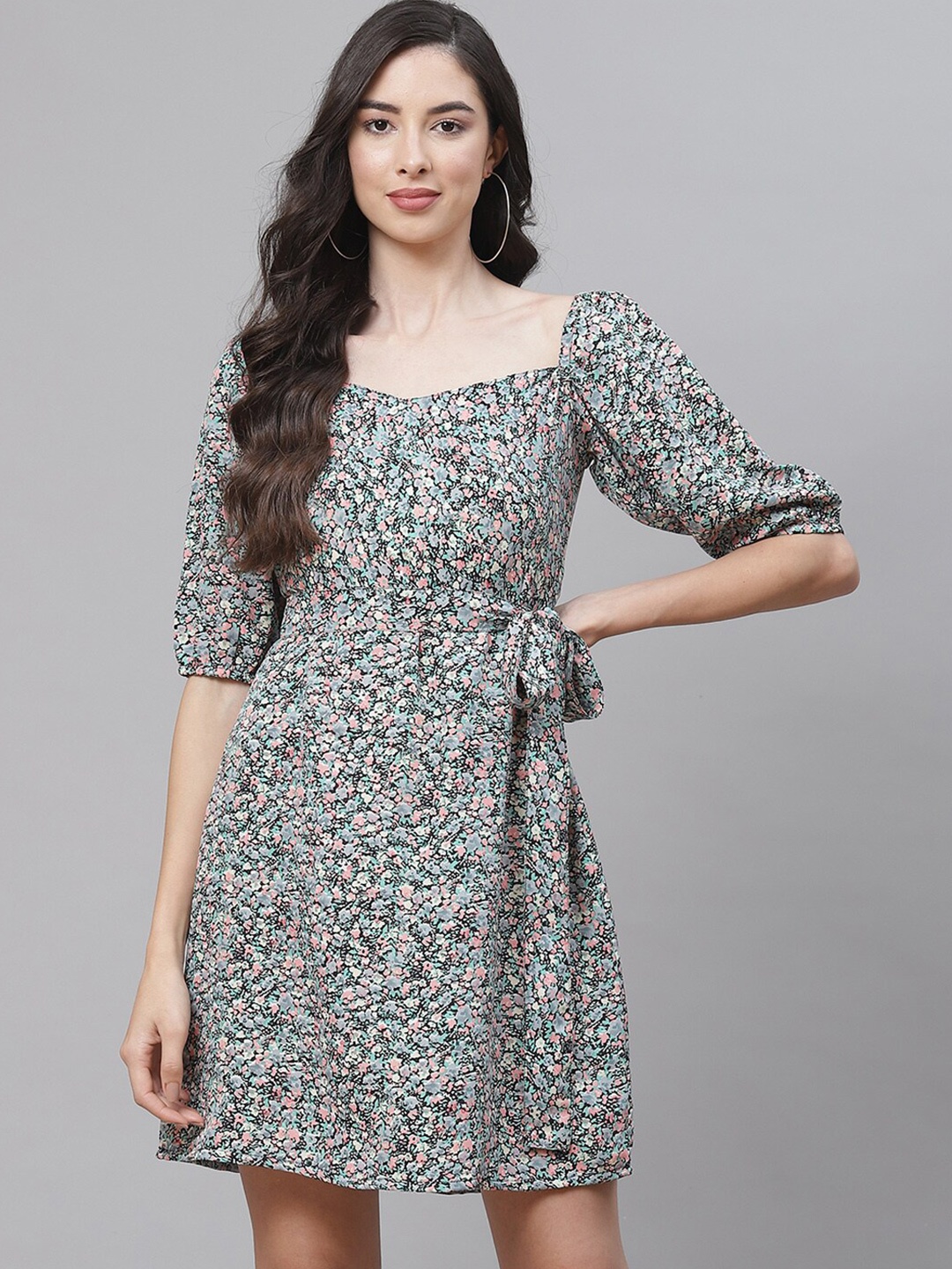 

SIRIKIT Black Floral Crepe Dress