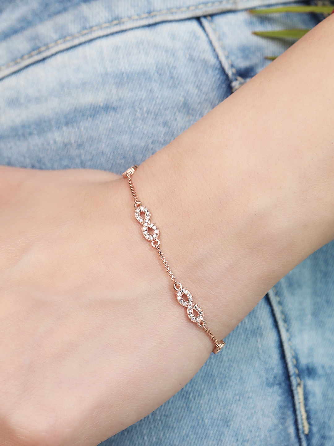 

Zavya Women 925 Sterling Silver Rose Gold-Plated Infinity Link Bracelet