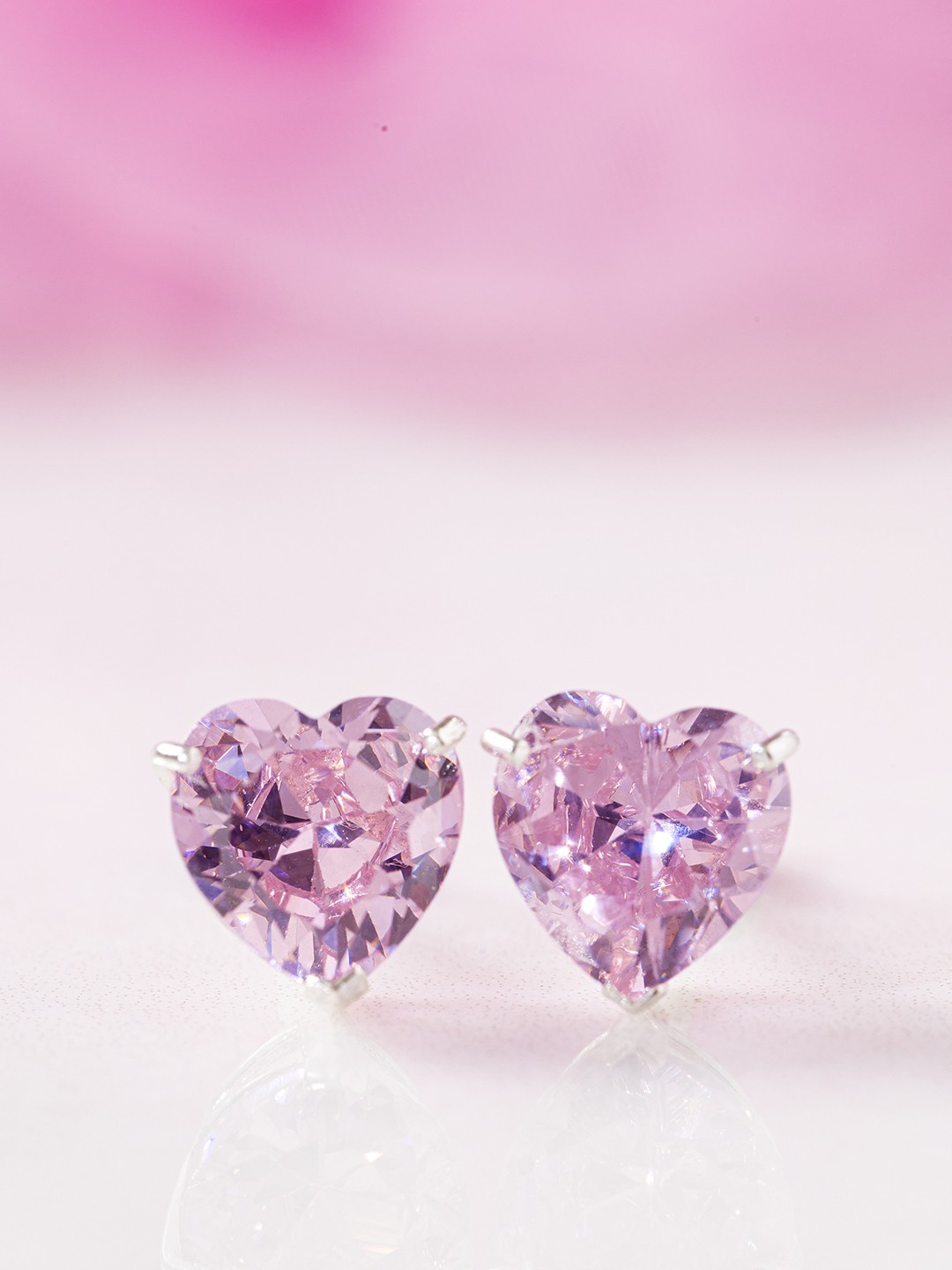 

Zavya Pink 925 Sterling Silver Rhodium-Plated Heart Shaped Stud Earrings