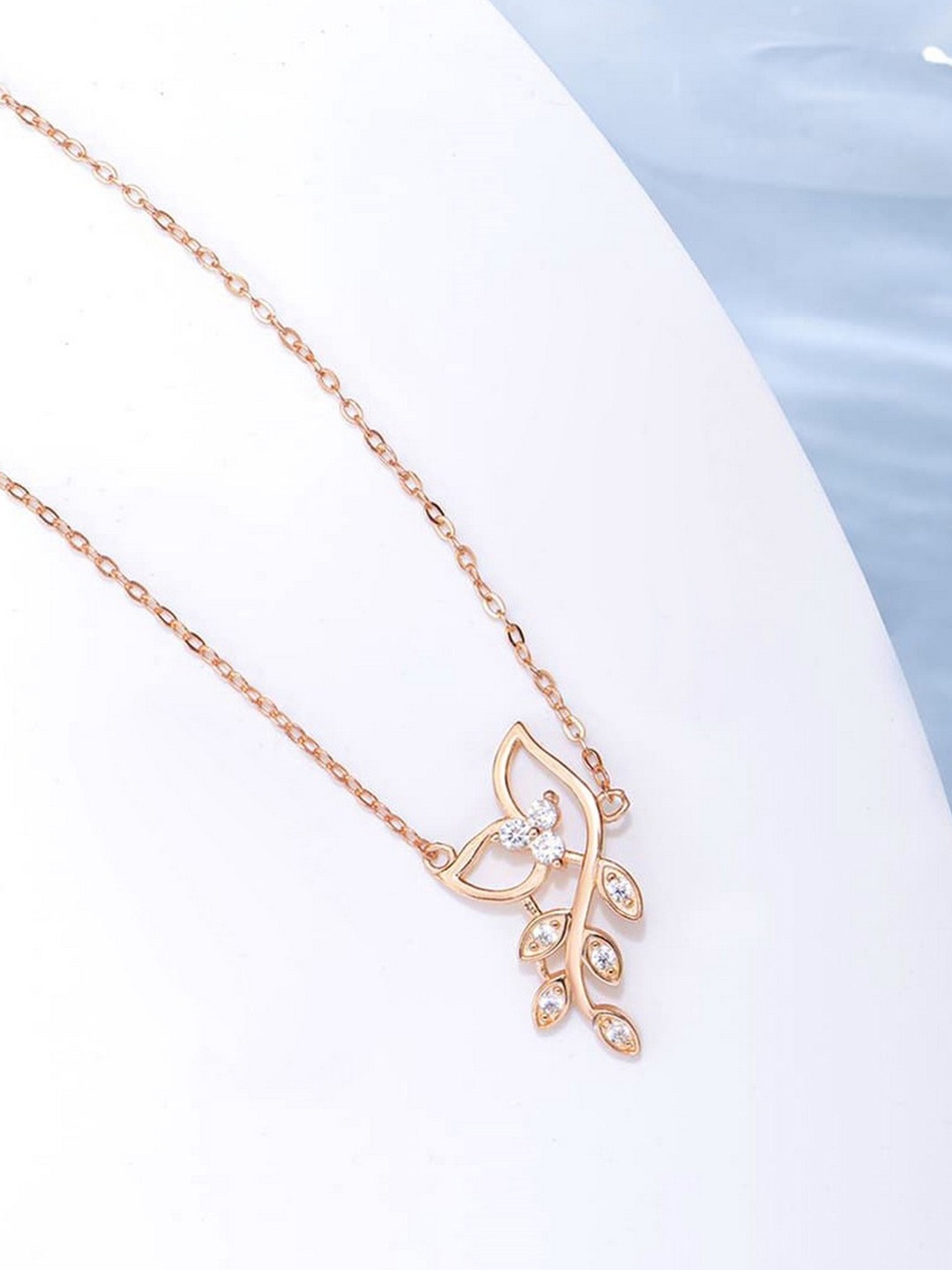 

Zavya Gold-Toned & White 925 Sterling Silver Rose Gold-Plated Necklace