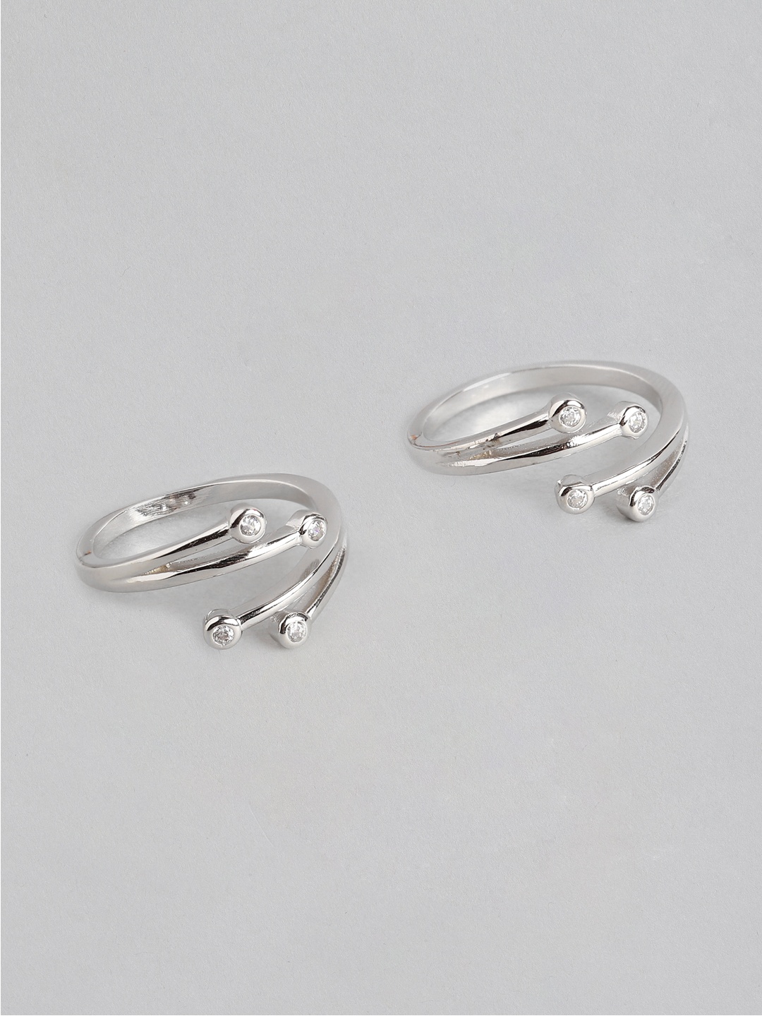 

Zavya Women Set of 2 925 Sterling Silver Rhodium-Plated Adjustable Toe Ring