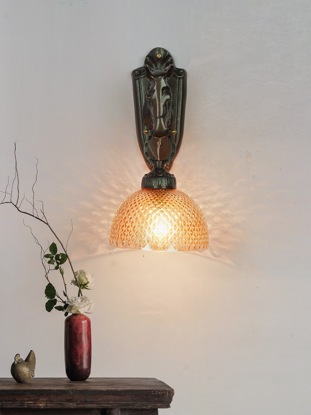 

Fos Lighting Gold-Toned Textured Wall Lamps